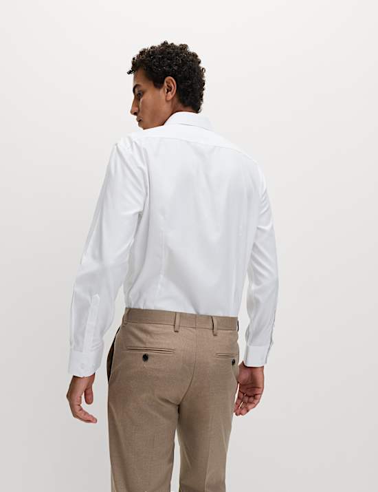 B&uuml;gelfreies Ultimate Hemd aus Baumwolle mit Karomuster in Slim Fit 5 cm k&uuml;rzer