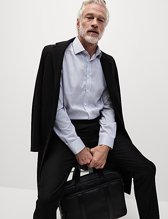 Chemise Ultimate coupe standard en coton à rayures, sans repassage