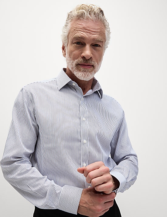 Chemise Ultimate coupe standard en coton à rayures, sans repassage