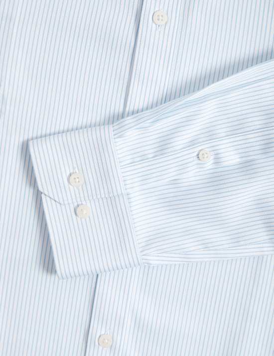 Slim-fit gestreept Ultimate-overhemd van strijkvrij katoen