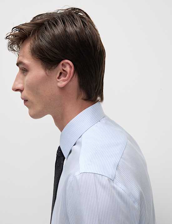 Slim-fit gestreept Ultimate-overhemd van strijkvrij katoen