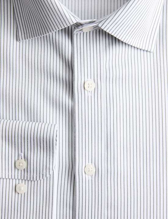 Slim-fit gestreept Ultimate-overhemd van strijkvrij katoen