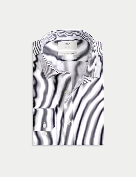 Slim Fit Ultimate Non Iron Cotton Striped Shirt