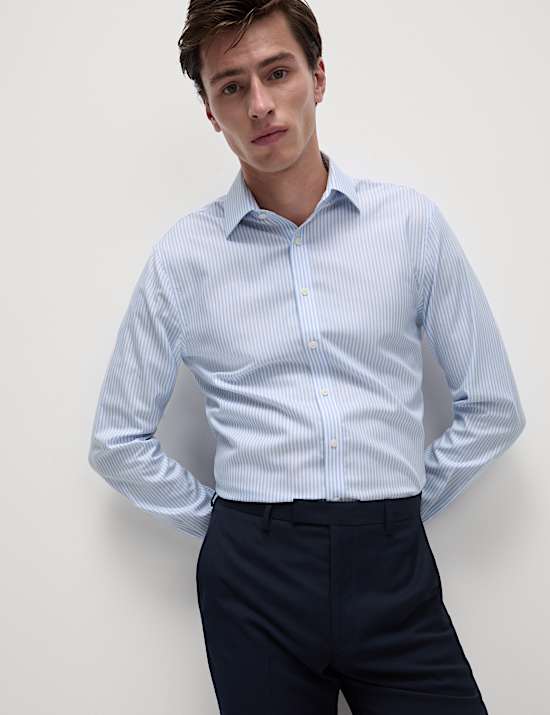 Slim Fit Ultimate Non Iron Cotton Striped Shirt
