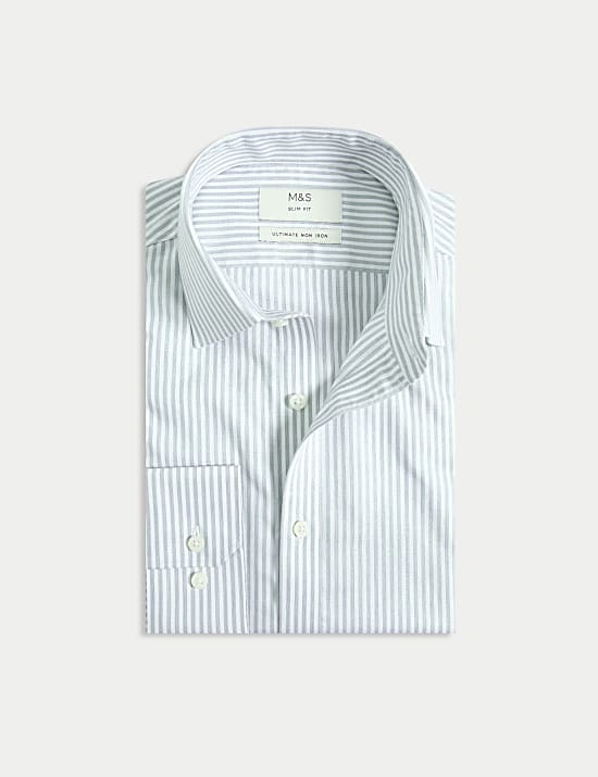 Slim Fit Ultimate Non Iron Cotton Striped Shirt