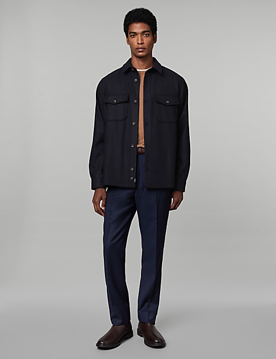 Jaket Kemeja Relaxed Fit Sarat Wol Italia