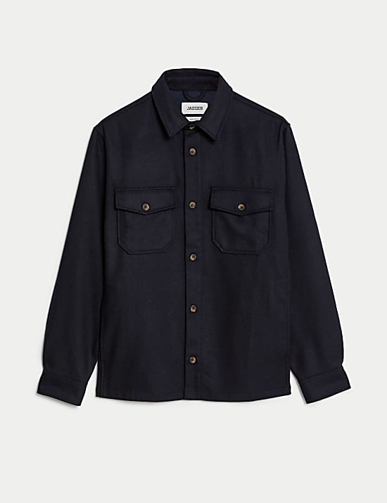 Jaket Kemeja Relaxed Fit Sarat Wol Italia