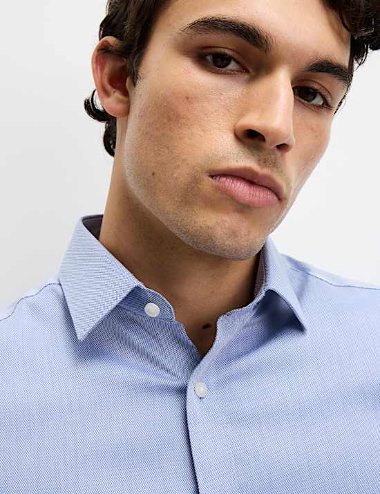 Regular Fit Easy Iron Pure Cotton Textured Shirt