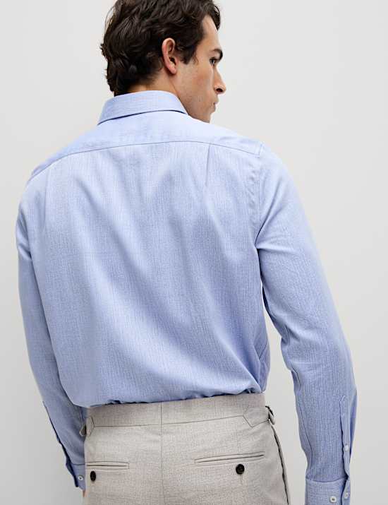 Regular Fit Easy Iron Pure Cotton Textured Shirt