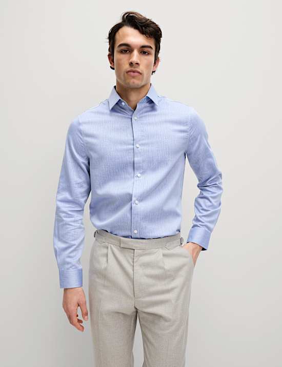 Regular Fit Easy Iron Pure Cotton Textured Shirt