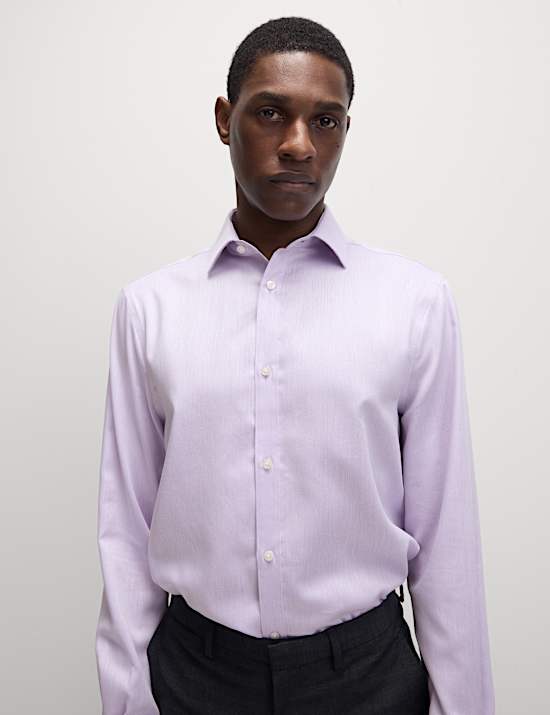 Πουκάμισο με ανάγλυφη υφή σε κανονική γραμμή για εύκολο σιδέρωμα από 100% βαμβάκι