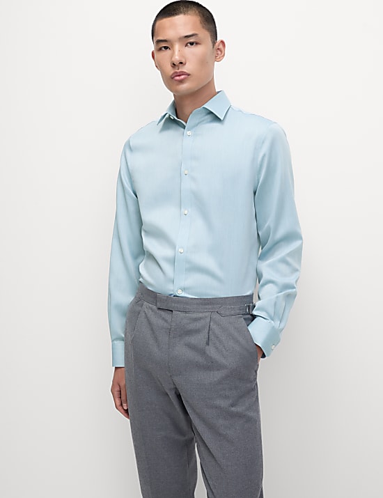 Regular Fit Easy Iron Pure Cotton Textured Shirt