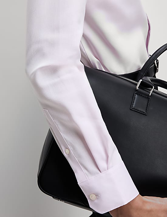 Makkelijk strijkbaar, puur katoenen overhemd met slanke pasvorm en structuur