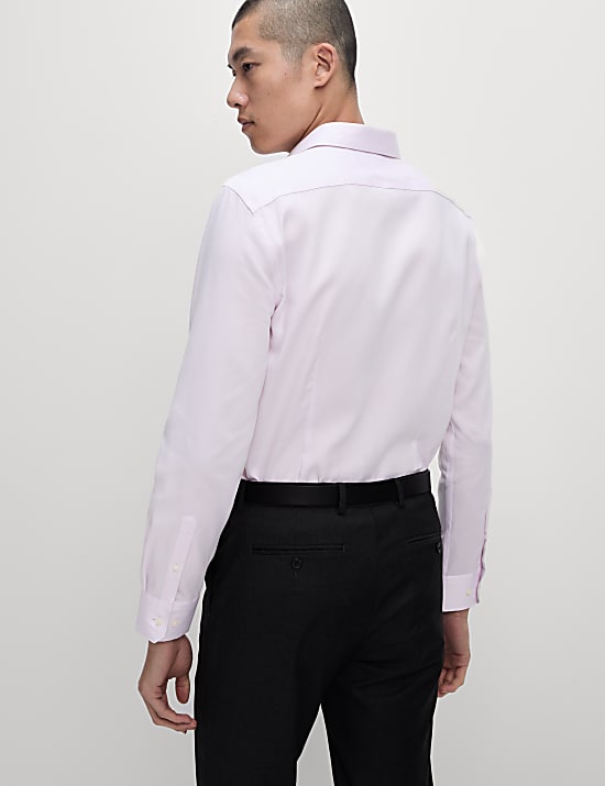Makkelijk strijkbaar, puur katoenen overhemd met slanke pasvorm en structuur
