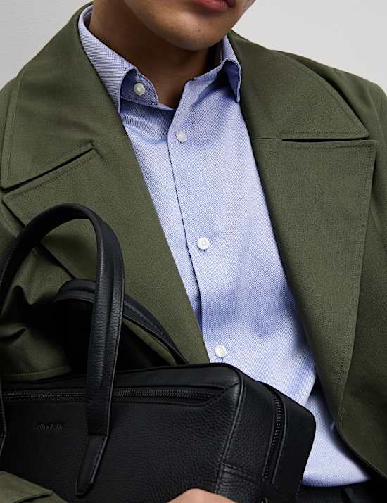 Πουκάμισο με ανάγλυφη υφή σε στενή γραμμή για εύκολο σιδέρωμα από 100% βαμβάκι