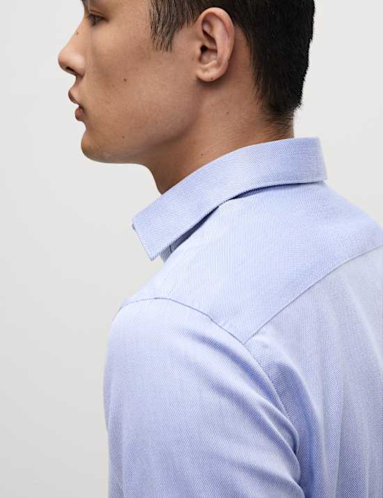 Πουκάμισο με ανάγλυφη υφή σε στενή γραμμή για εύκολο σιδέρωμα από 100% βαμβάκι