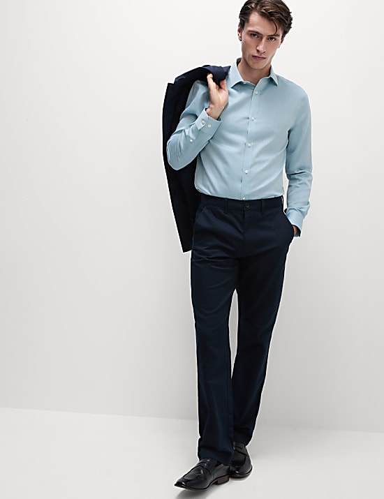 Slim Fit Easy Iron Pure Cotton Textured Shirt