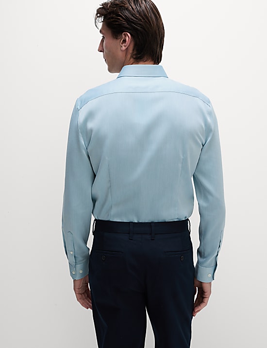 Slim Fit Easy Iron Pure Cotton Textured Shirt