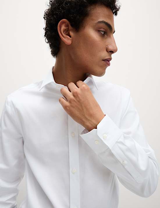 Slim Fit Easy Iron Pure Cotton Textured Shirt