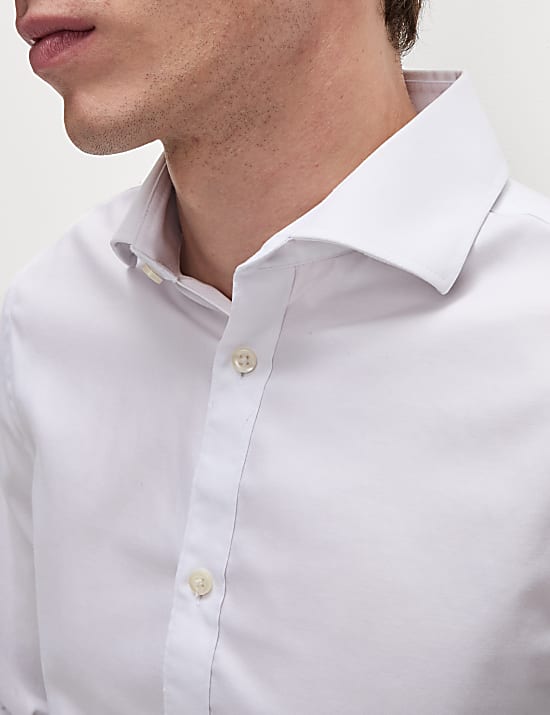 Slim Fit Pure Cotton Double Cuff Shirt