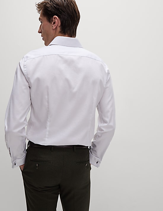 Slim Fit Pure Cotton Double Cuff Shirt