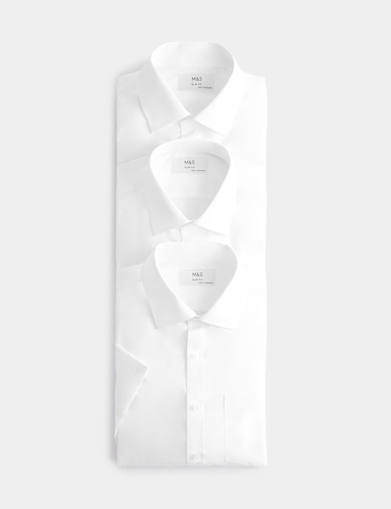 3 Pack Slim Fit Easy Iron Short Sleeve Shirts