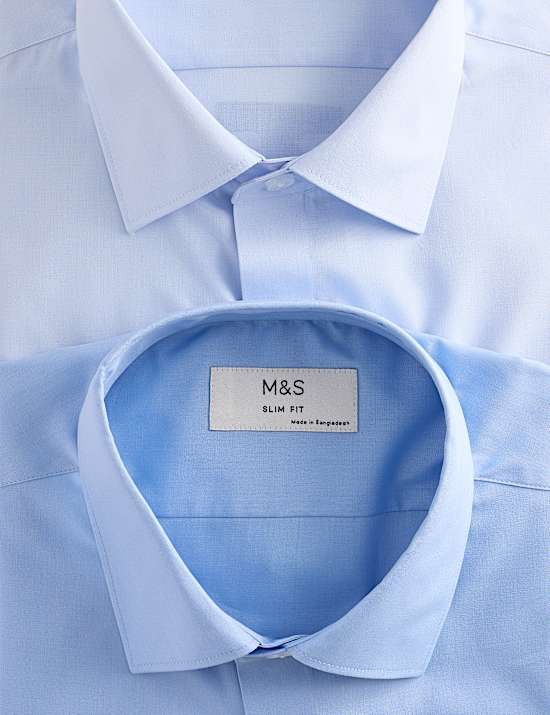 Lot de 2 chemises coupe slim, repassage facile