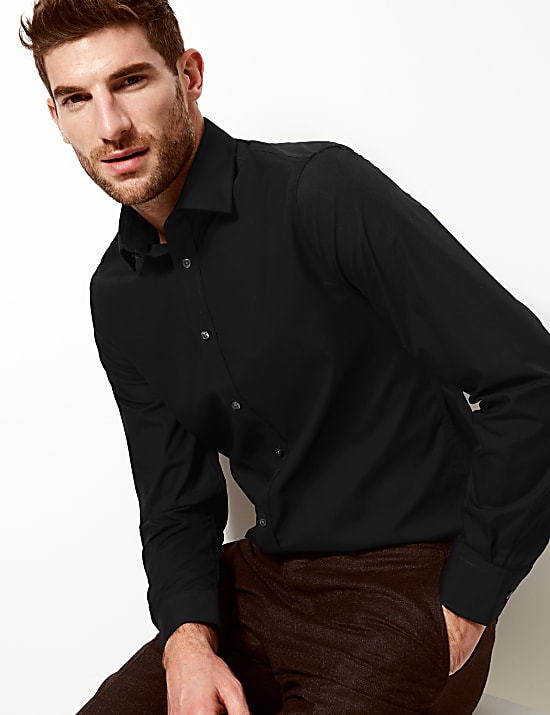 Cotton Blend Slim Fit Shirt