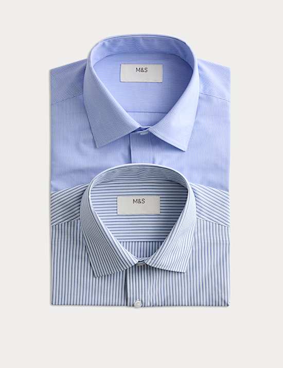 2 Pack Regular Fit Easy Iron Cotton Blend Shirts