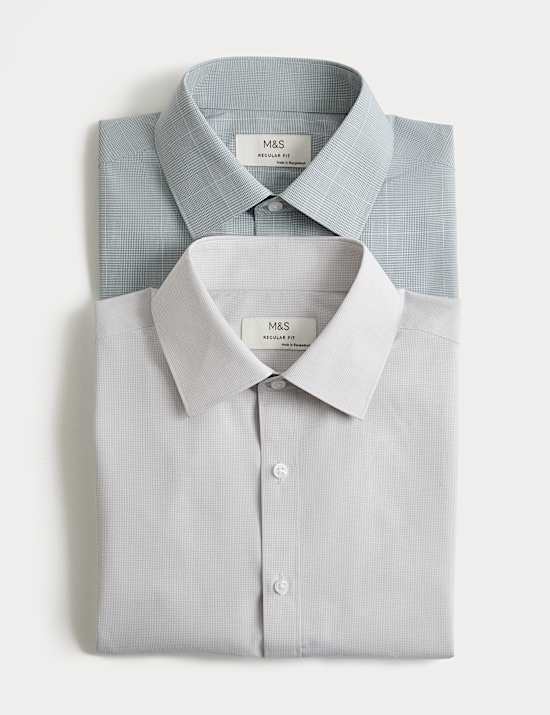 2pk Regular Fit Easy Iron Check Shirts