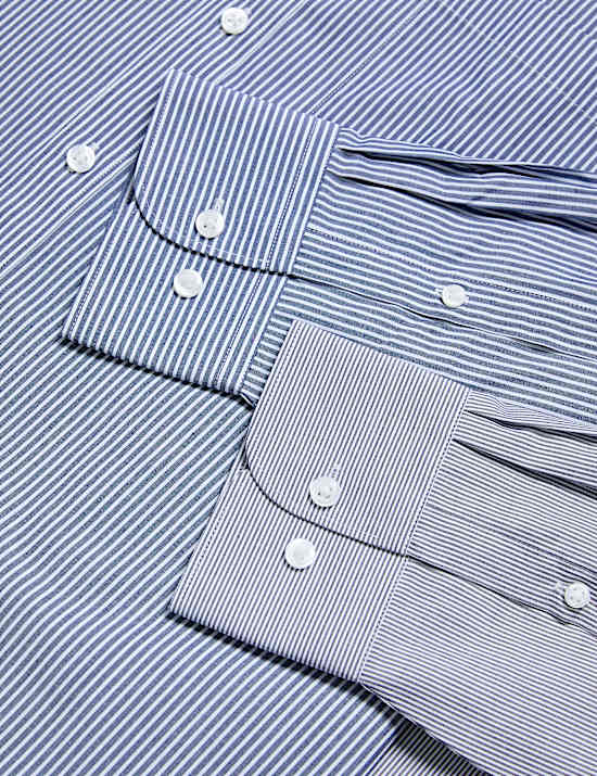 2er Pack Bügelleichte Hemden aus Baumwollmischgewebe in Regular Fit mit Streifenmuster