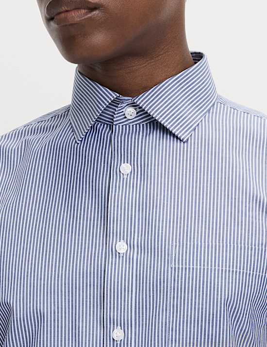 2er Pack Bügelleichte Hemden aus Baumwollmischgewebe in Regular Fit mit Streifenmuster