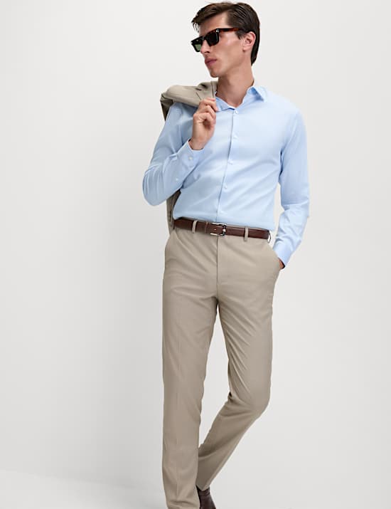 Chemise extensible coupe cintrée 100 % coton à rayures repassage facile