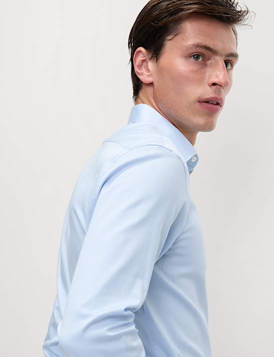 Chemise extensible coupe cintrée 100 % coton à rayures repassage facile