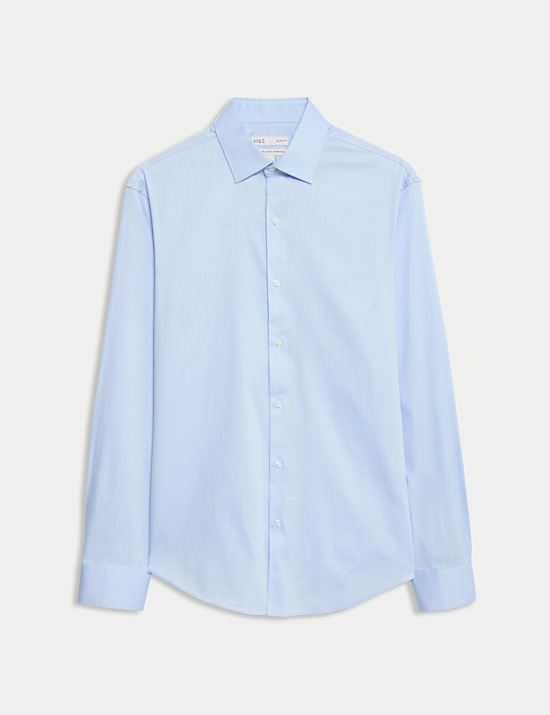 Chemise extensible coupe cintrée 100 % coton à rayures repassage facile