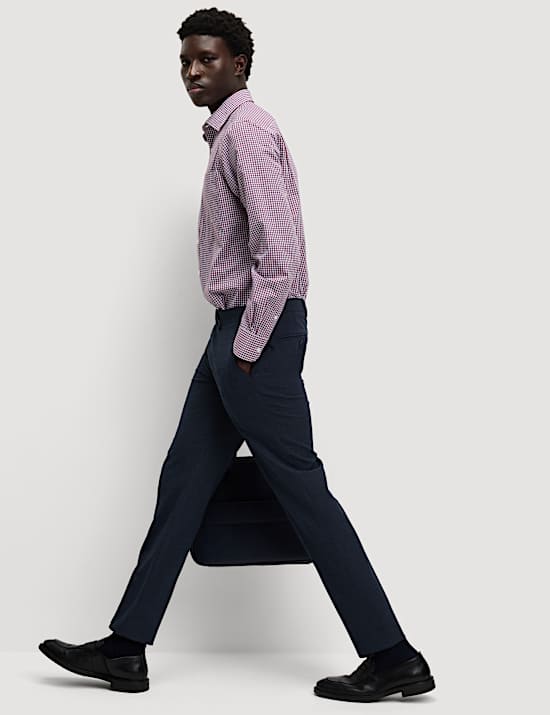 Set van 2 makkelijk te strijken, geruite overhemden met normale pasvorm