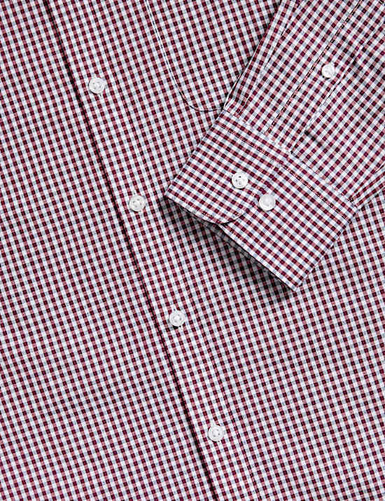 Set van 2 makkelijk te strijken, geruite overhemden met normale pasvorm