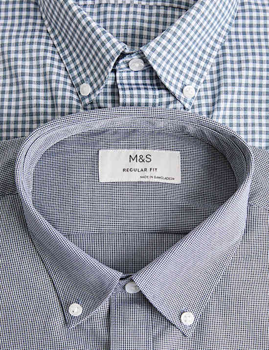 2 Pack Regular Fit Easy Iron Check Shirts