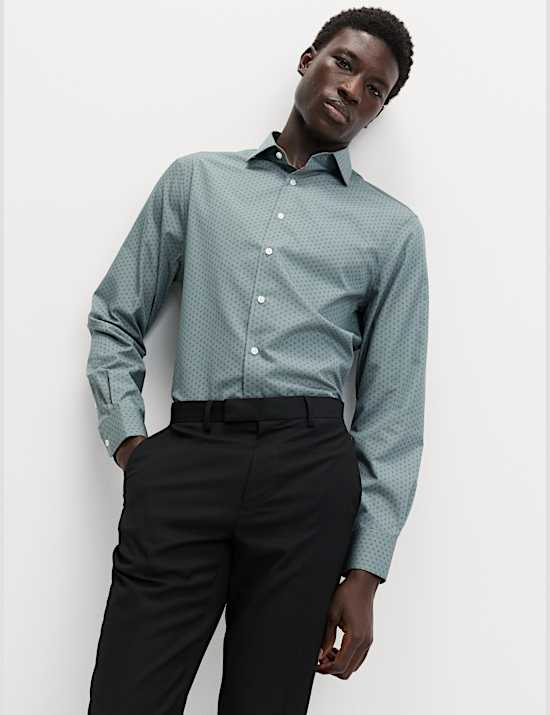 Regular Fit Cotton Blend Printed Shirt