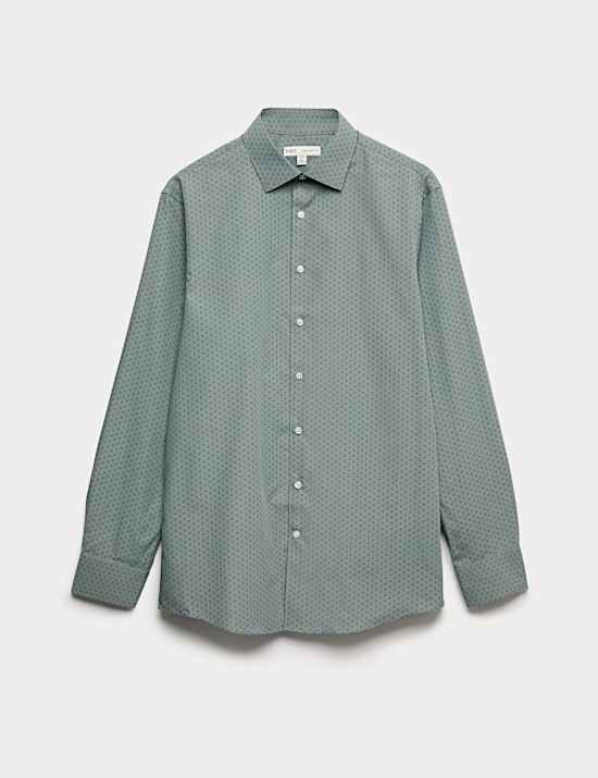 Regular Fit Cotton Blend Printed Shirt