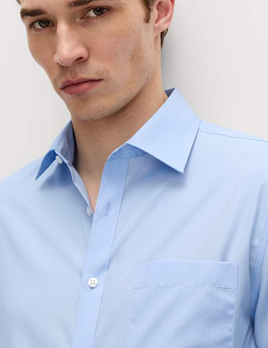 Lot de 2 chemises en coton m&eacute;lang&eacute; coupe standard, repassage facile