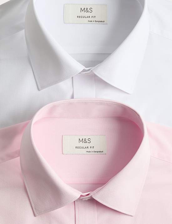 2 Pack Regular Fit Easy Iron Cotton Blend Shirts