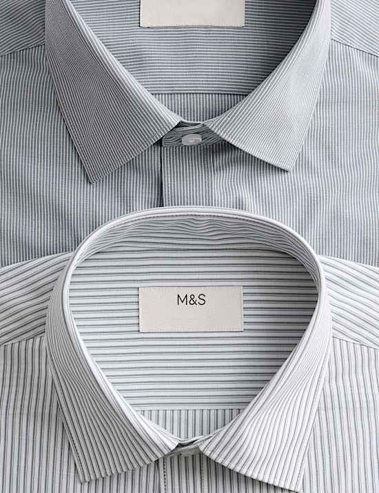 מארז 2 חולצות פסים קלות לגיהוץ בגזרה ישרה