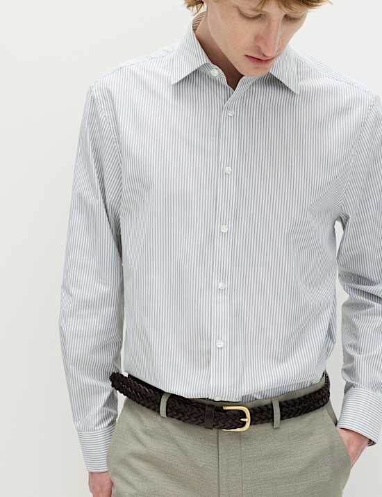 2 Pack Regular Fit Easy Iron Striped Shirts