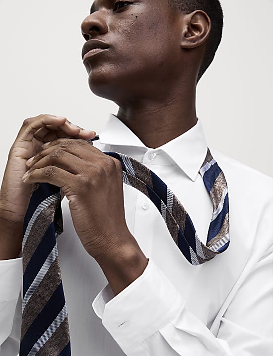 Chemise en coton mélangé coupe cintrée, repassage facile