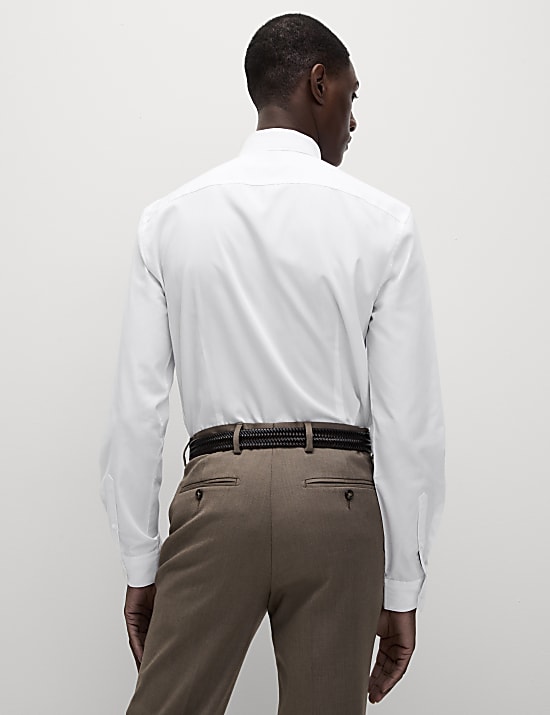 Chemise en coton mélangé coupe cintrée, repassage facile