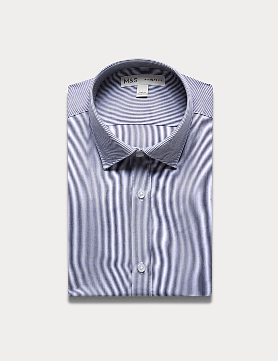 Regular Fit Non Iron Cotton Blend Striped Shirt