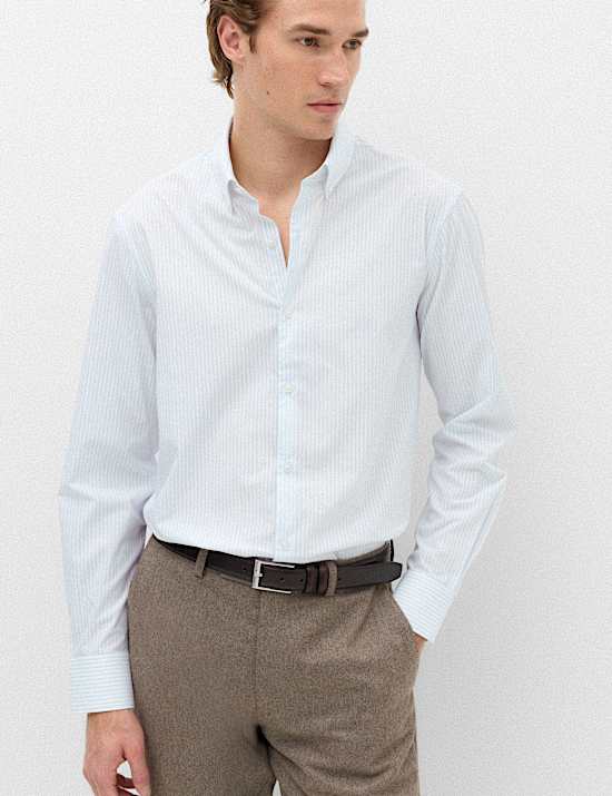 Regular Fit Pure Cotton Striped Shirt