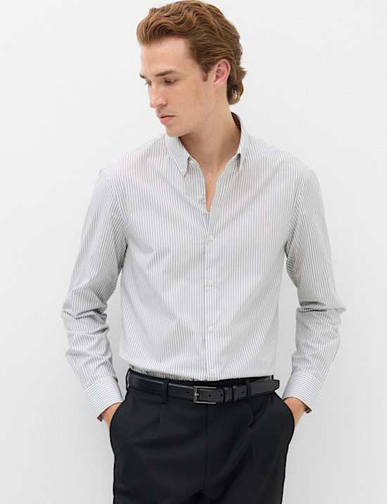 Chemise coupe standard 100 % coton &agrave; rayures