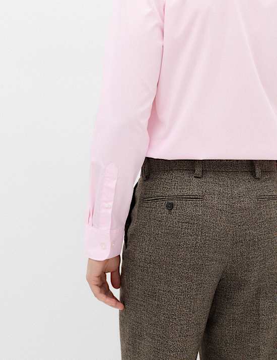 Chemise en coton m&eacute;lang&eacute; coupe cintr&eacute;e, repassage facile